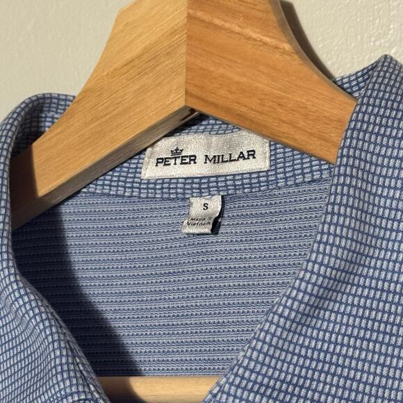 Mens Size S Peter Millar Mclean Jacquard Blue Short Sleeve Golf Polo 100% Cotton - Picture 3 of 6